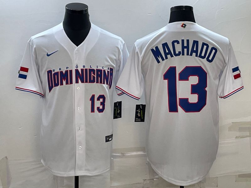 Men 2023 World Cub #13 Machado White Nike MLB Jersey